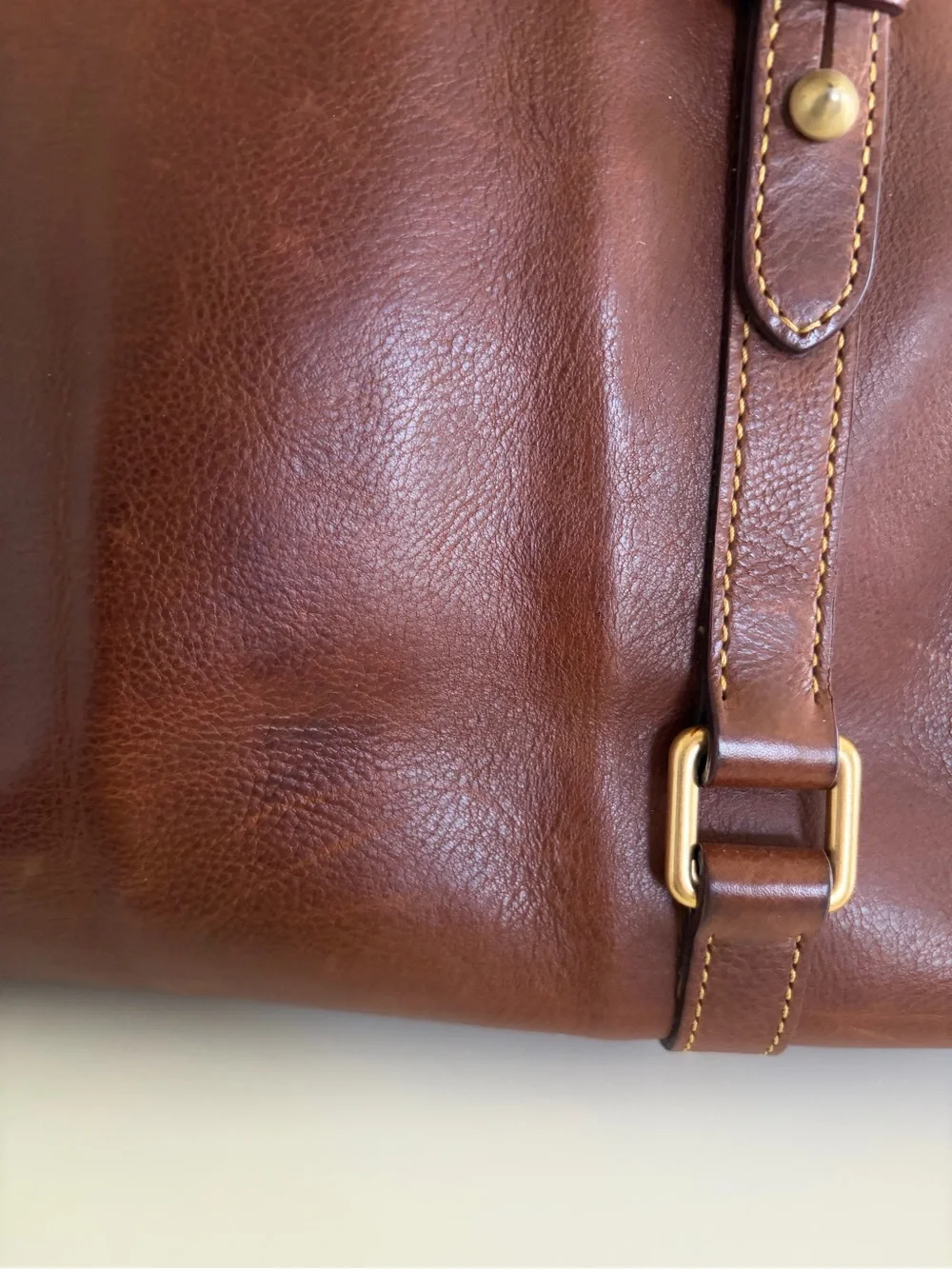 Dooney & Bourke Tan Brown Cabriolet Leather Bag with Brass Hardware